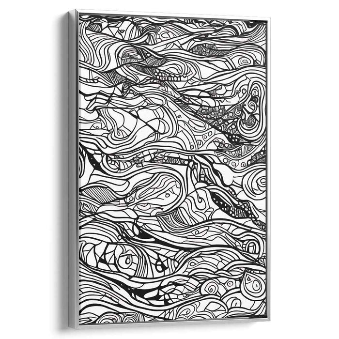 Hypnotic Currents: Black and White Abstract Ink Art