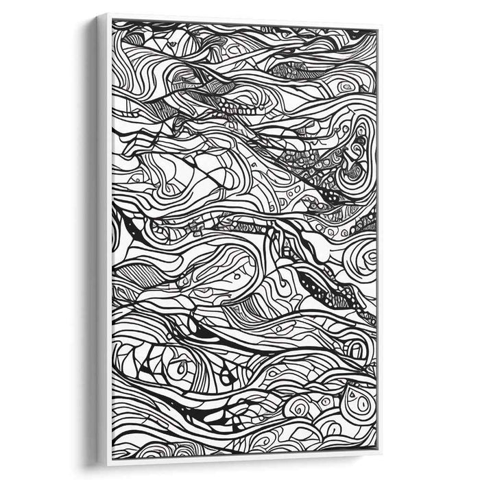 Hypnotic Currents: Black and White Abstract Ink Art