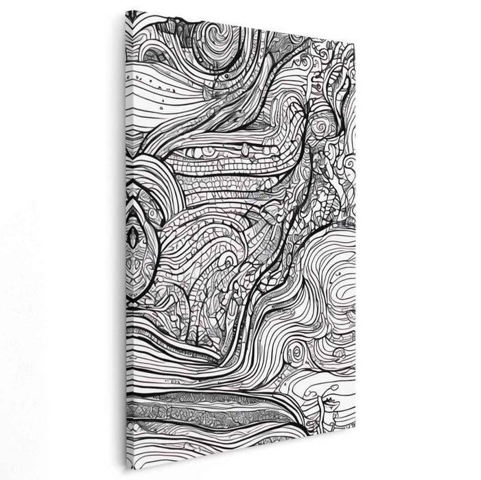 Ink Voyage: An Abstract Journey in Black and White Canvas Art