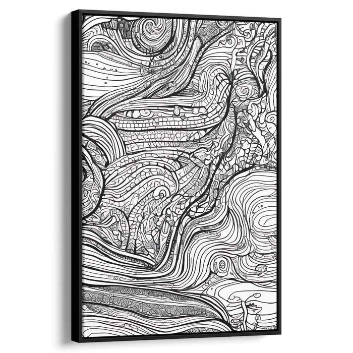 Ink Voyage: An Abstract Journey in Black and White Canvas Art
