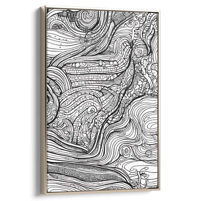 Ink Voyage: An Abstract Journey in Black and White Canvas Art