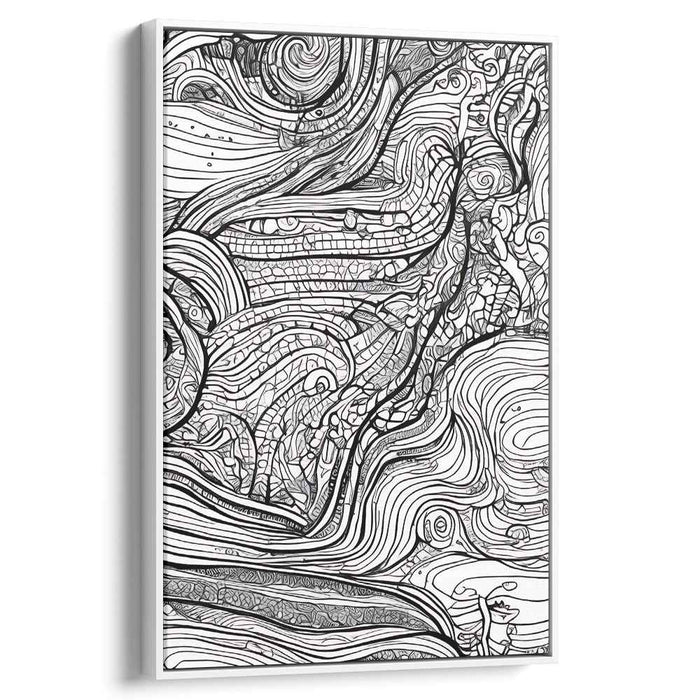 Ink Voyage: An Abstract Journey in Black and White Canvas Art