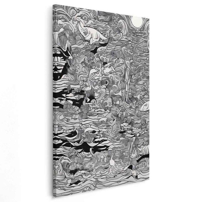 Monochrome Dreams: Surrealist Black and White Canvas Art Print