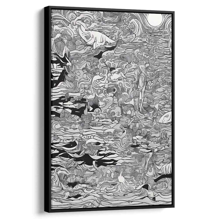 Monochrome Dreams: Surrealist Black and White Canvas Art Print