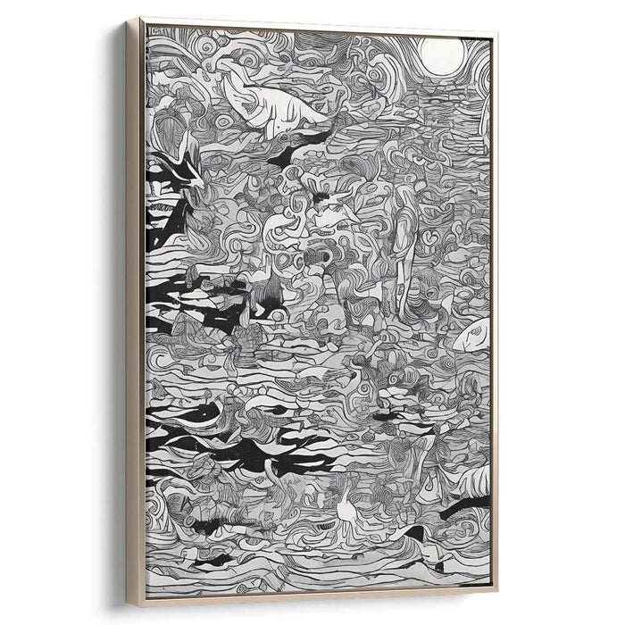 Monochrome Dreams: Surrealist Black and White Canvas Art Print