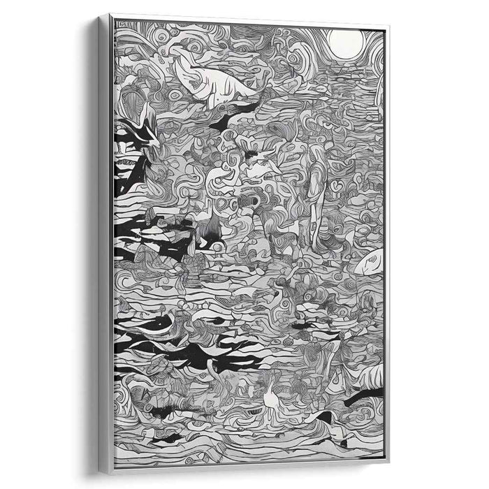 Monochrome Dreams: Surrealist Black and White Canvas Art Print
