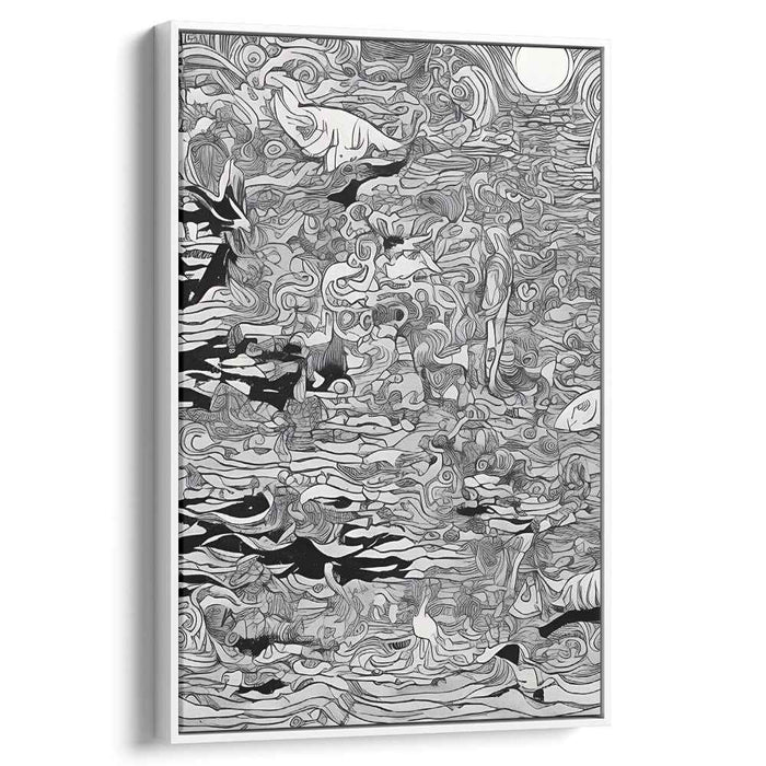 Monochrome Dreams: Surrealist Black and White Canvas Art Print
