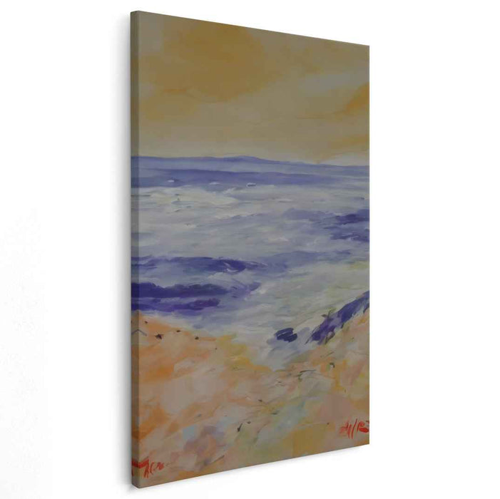 Ocean's Tranquil Edge: Tranquil Ocean Horizon Canvas Art Print