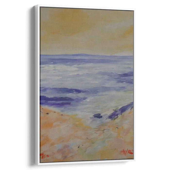 Ocean's Tranquil Edge: Tranquil Ocean Horizon Canvas Art Print