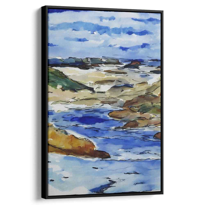 Serenity Spectrum Shore: Watercolor Vista of Tranquil Shoreline