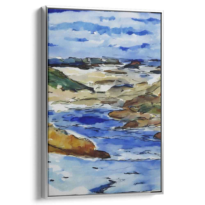 Serenity Spectrum Shore: Watercolor Vista of Tranquil Shoreline