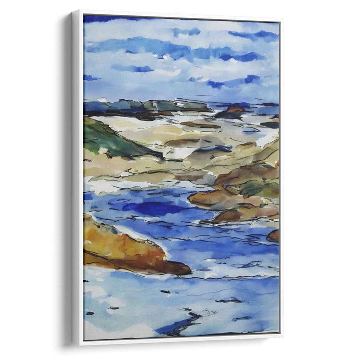 Serenity Spectrum Shore: Watercolor Vista of Tranquil Shoreline