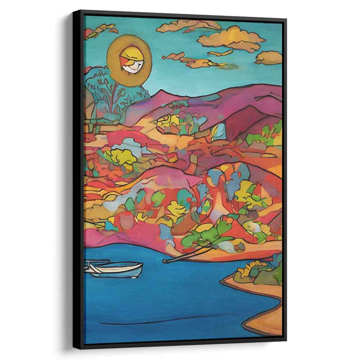 Blissful Hills Painting: A Joyous Landscape in Vivid Hues Canvas Art