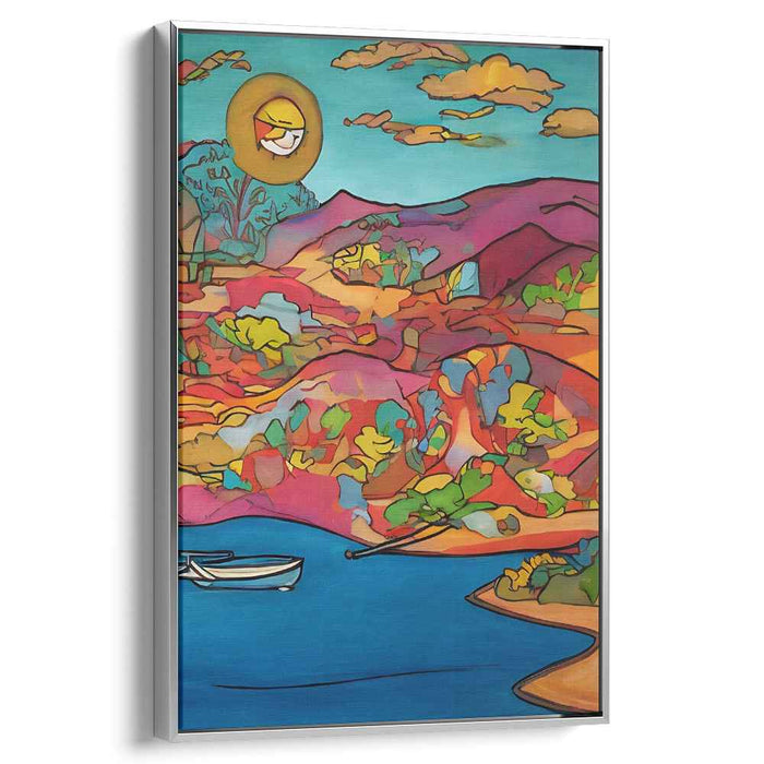 Blissful Hills Painting: A Joyous Landscape in Vivid Hues Canvas Art