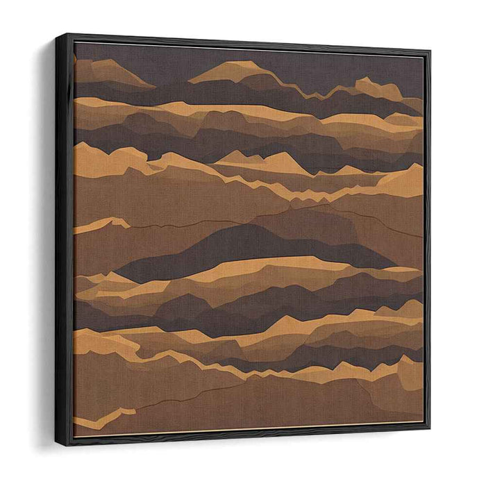 Earthy Layers: Abstract Expressionist Mountain Landscape Canvas Art Print