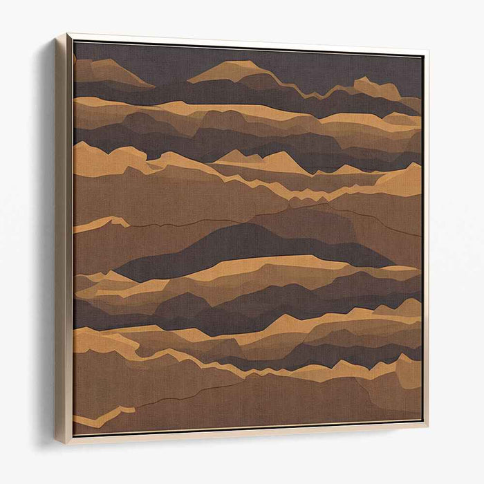 Earthy Layers: Abstract Expressionist Mountain Landscape Canvas Art Print