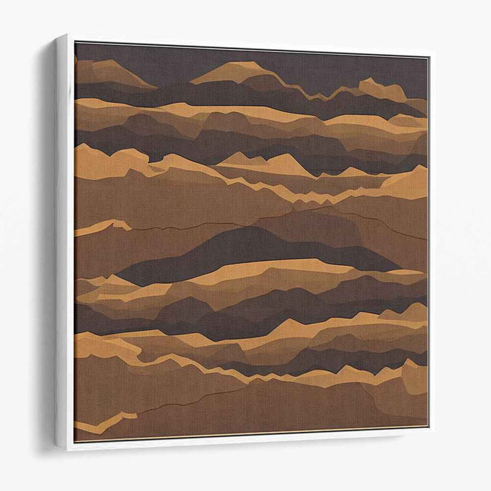 Earthy Layers: Abstract Expressionist Mountain Landscape Canvas Art Print