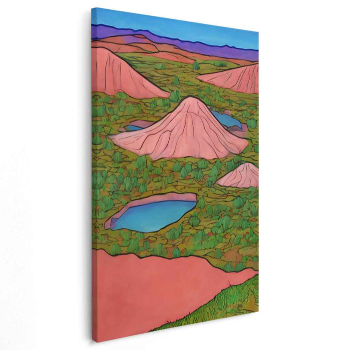 Dreamscape Hills: Surreal Pink Landscape Canvas Art Print