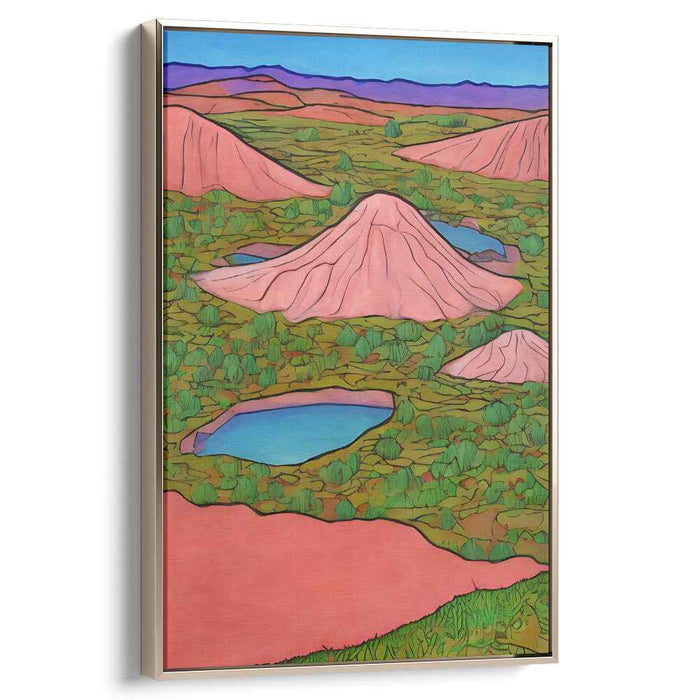 Dreamscape Hills: Surreal Pink Landscape Canvas Art Print