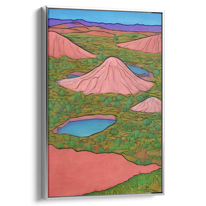 Dreamscape Hills: Surreal Pink Landscape Canvas Art Print
