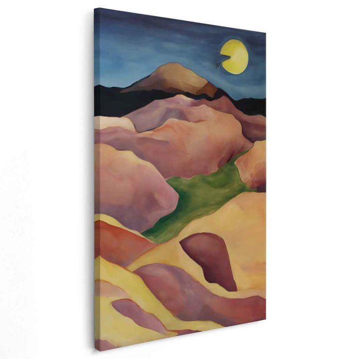 Enigmatic Hills: Dreamy Hills and Enigmatic Moon Canvas Art Print