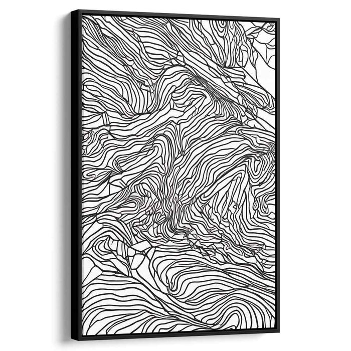 Inkblot Echoes: Monochrome Topography Abstract Canvas Art