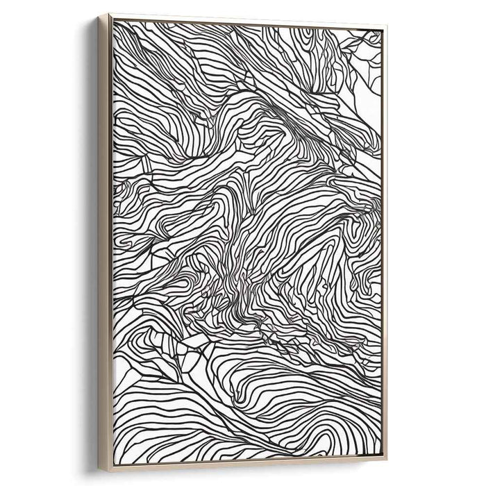 Inkblot Echoes: Monochrome Topography Abstract Canvas Art