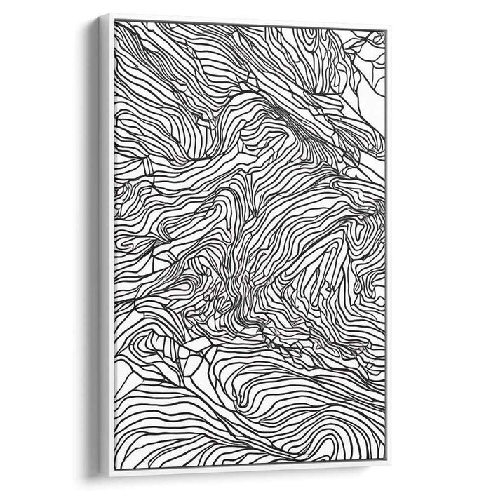 Inkblot Echoes: Monochrome Topography Abstract Canvas Art