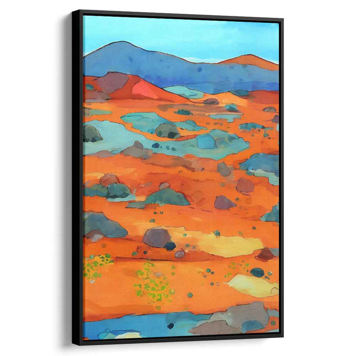 Mystical Mirage Glow: Surreal Desert Vista in Vivid Orange Canvas Art