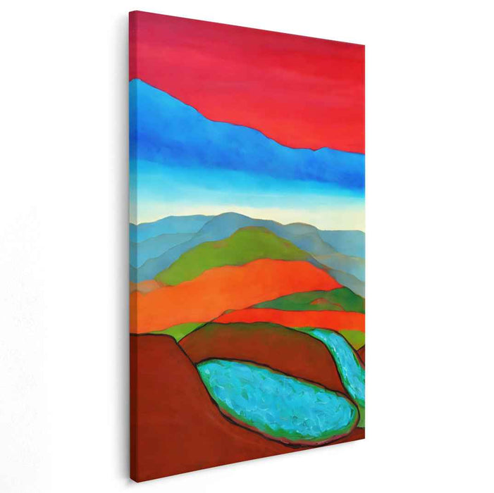 Ethereal Horizon Mosaic: Surreal Hills and Sky Canvas Art