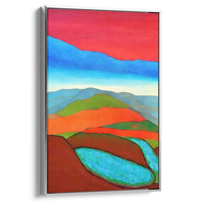 Ethereal Horizon Mosaic: Surreal Hills and Sky Canvas Art