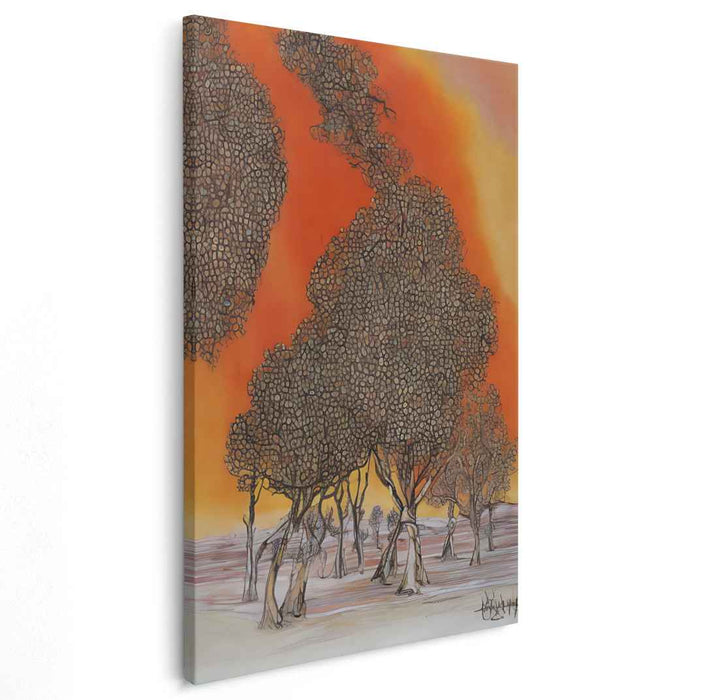 Whimsical Dreaming Woods: Surreal Tree Landscape Canvas Art Print