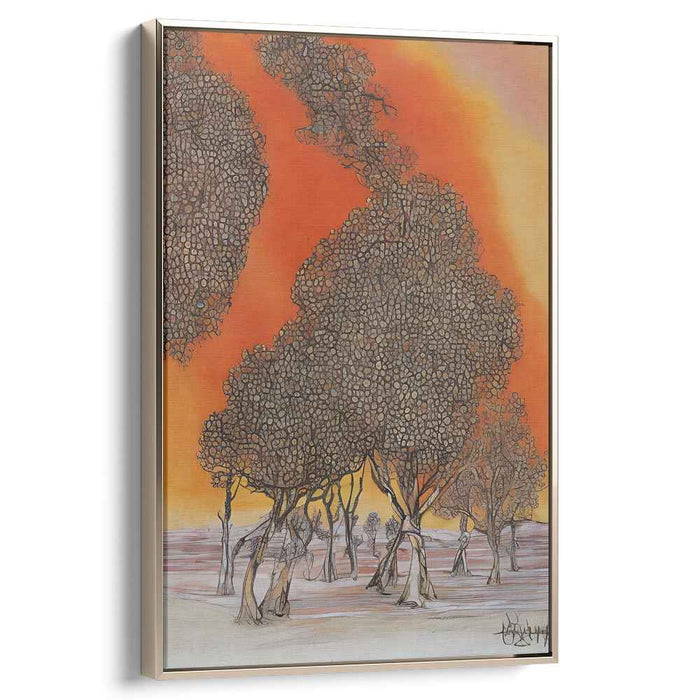 Whimsical Dreaming Woods: Surreal Tree Landscape Canvas Art Print