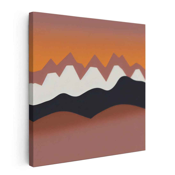 Sunset Peaks: Minimalist Mountain Abstract Canvas Art Print