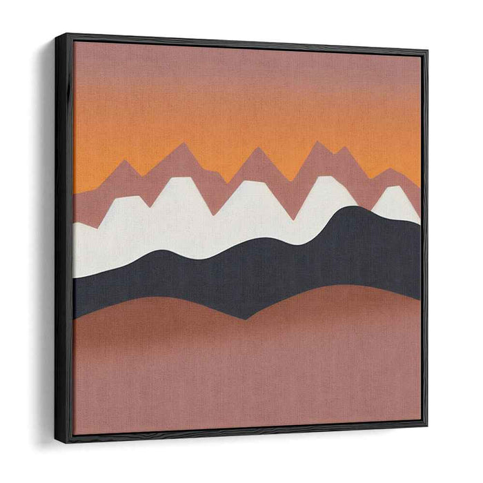 Sunset Peaks: Minimalist Mountain Abstract Canvas Art Print