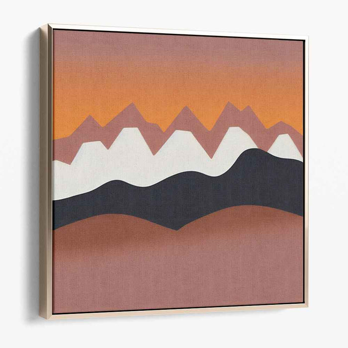 Sunset Peaks: Minimalist Mountain Abstract Canvas Art Print