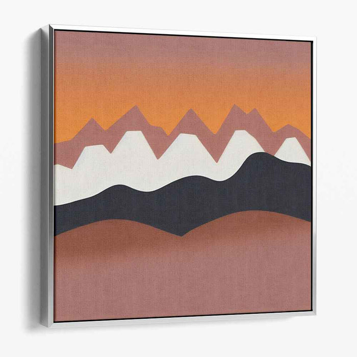 Sunset Peaks: Minimalist Mountain Abstract Canvas Art Print