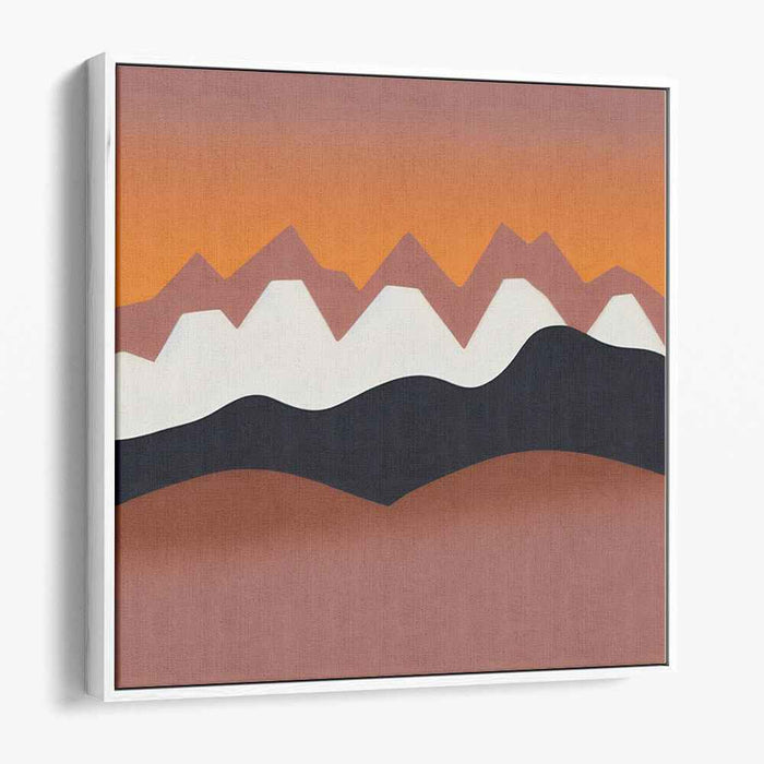 Sunset Peaks: Minimalist Mountain Abstract Canvas Art Print