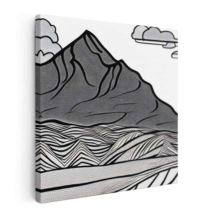 Minimalist Summit Sketch: Modern Line Art Mountain Landscape