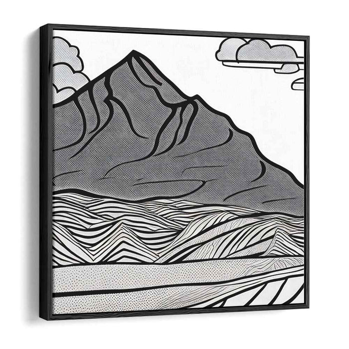 Minimalist Summit Sketch: Modern Line Art Mountain Landscape