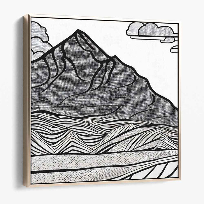 Minimalist Summit Sketch: Modern Line Art Mountain Landscape