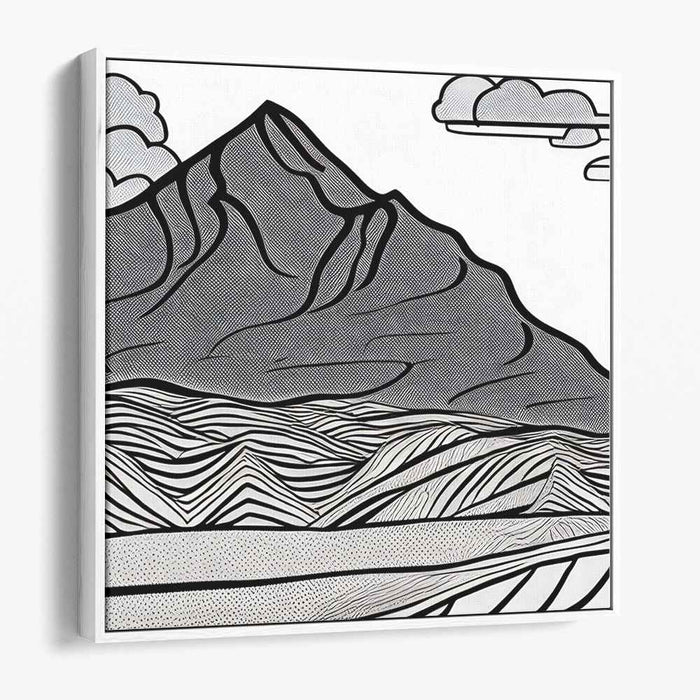 Minimalist Summit Sketch: Modern Line Art Mountain Landscape