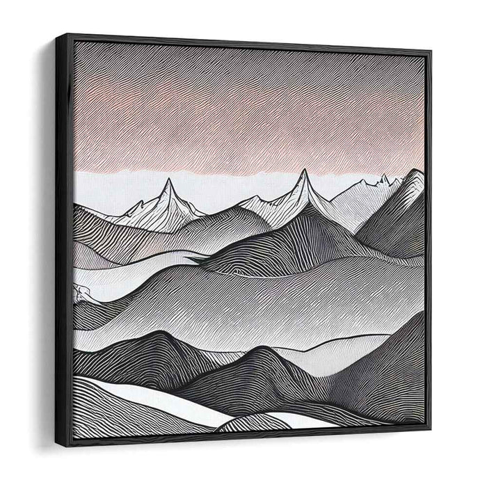 Linear Peaks: Contemporary Line Art Mountain Landscape