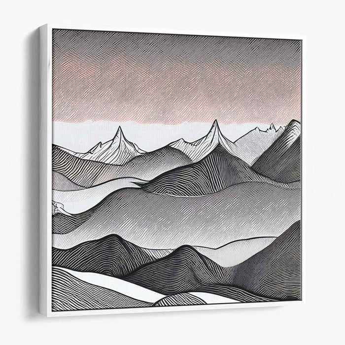 Linear Peaks: Contemporary Line Art Mountain Landscape