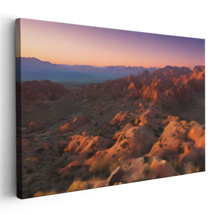 Majestic Desert Sunset: A Serene Mountain Landscape Canvas Art Print
