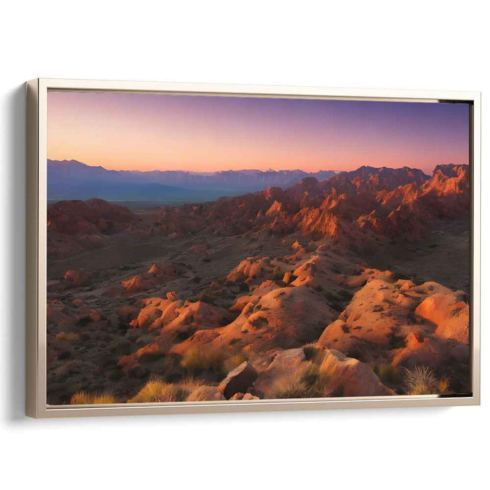 Majestic Desert Sunset: A Serene Mountain Landscape Canvas Art Print