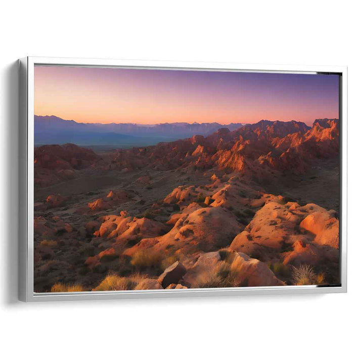 Majestic Desert Sunset: A Serene Mountain Landscape Canvas Art Print