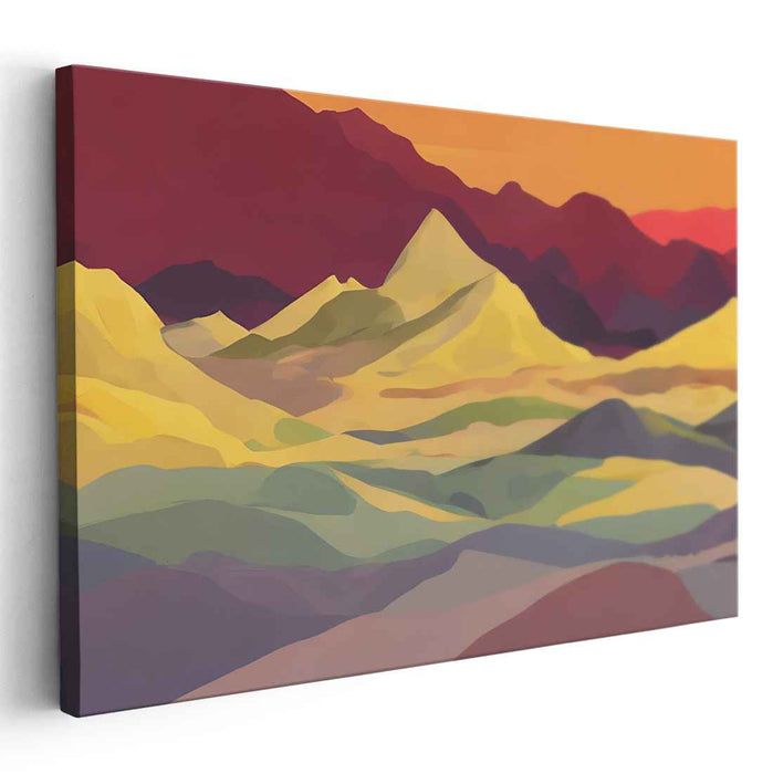 Echoes of Granite Whispers: Abstract Expressionist Mountain Landscape Canvas Art Print