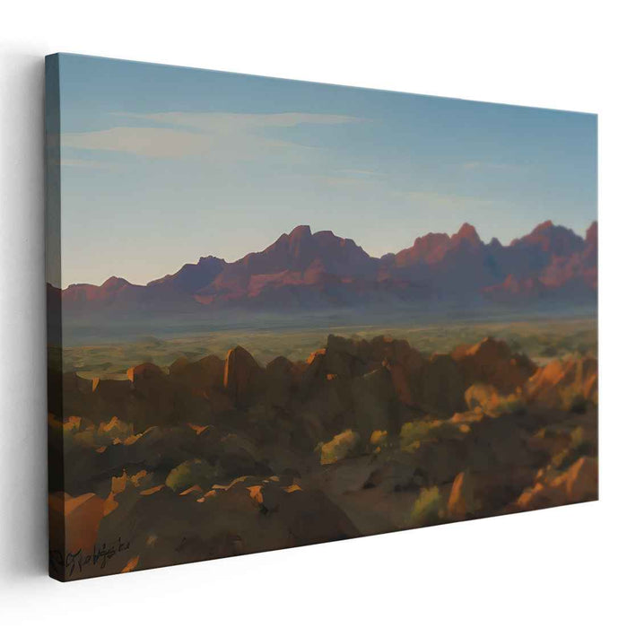 Ethereal Summit Mirage: Majestic Mountain Landscape Canvas Art Print