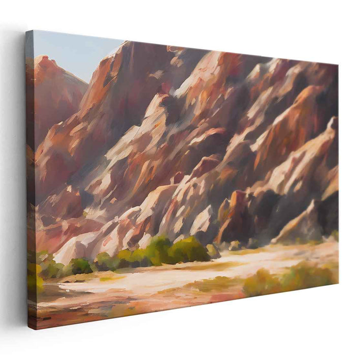 Ethereal Glow of Stones: Sunlit Rock Formations Canvas Art Print